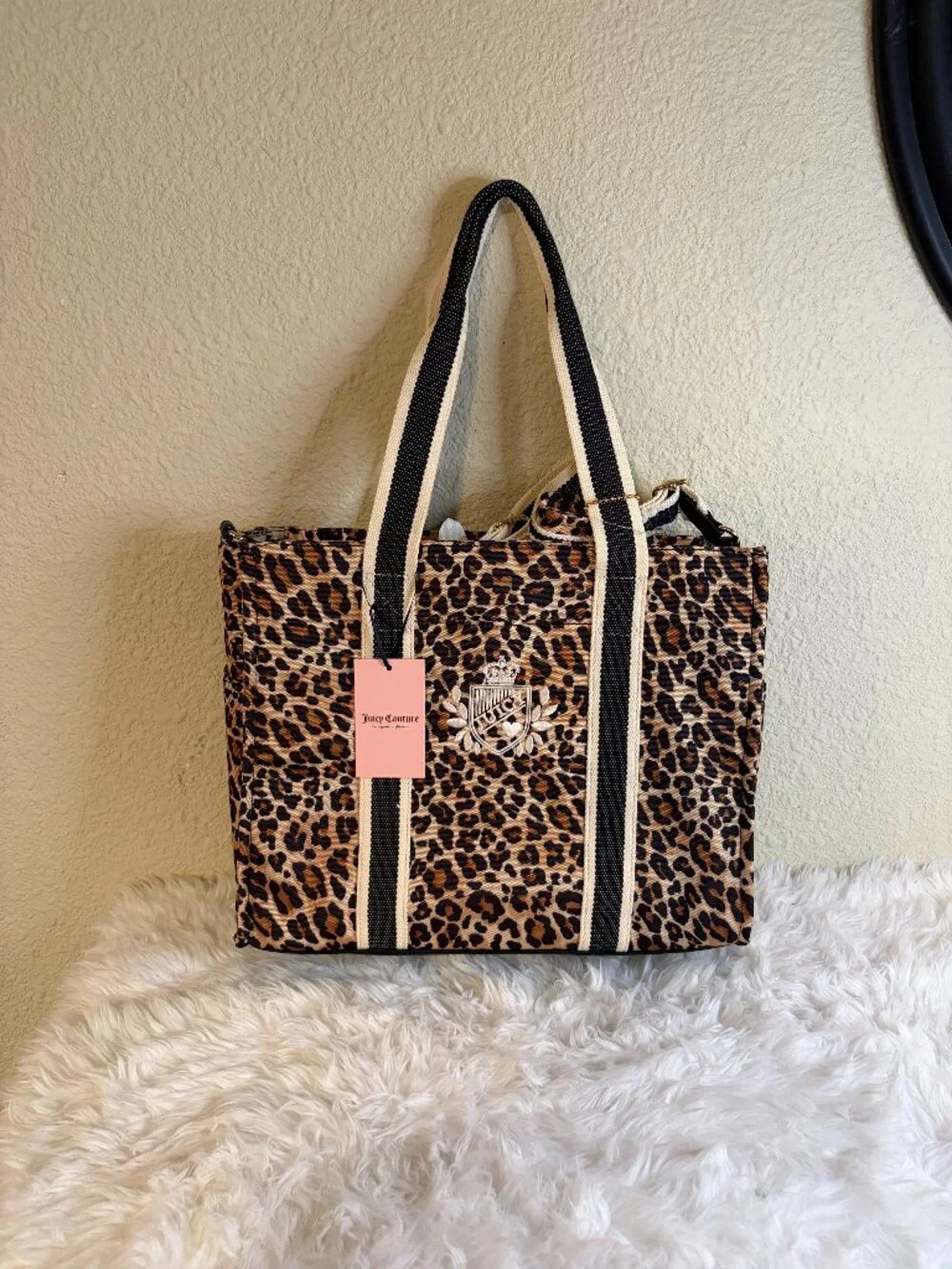 Juicy Couture Prep School Leopard Tote Weekender Travel Bag 15x12x5 NWT